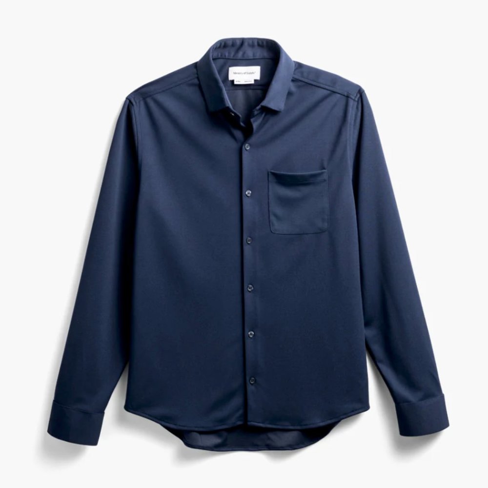 Ministry of Supply Navy 4 Way Stretch Long Sleeve Sport Button Up Shirt